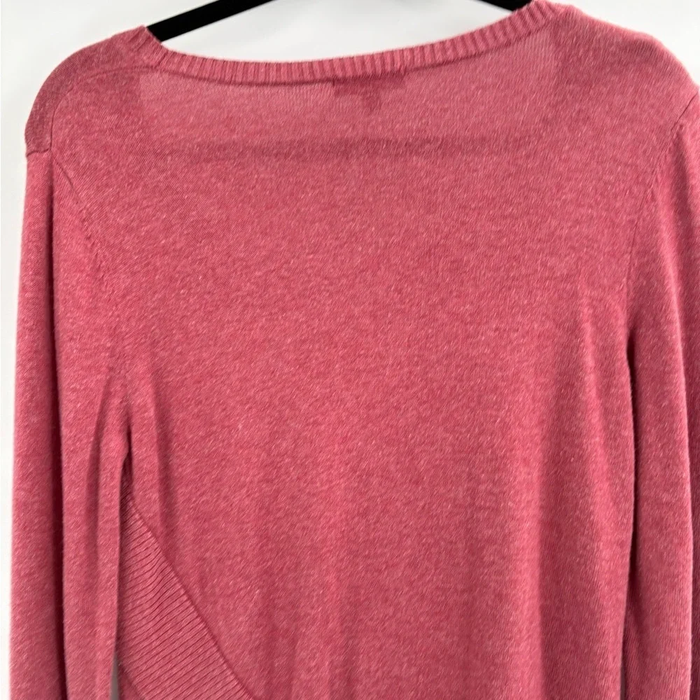 Lilla p long sleeve asymmetrical hem sweater cotton modal red overlapping small
